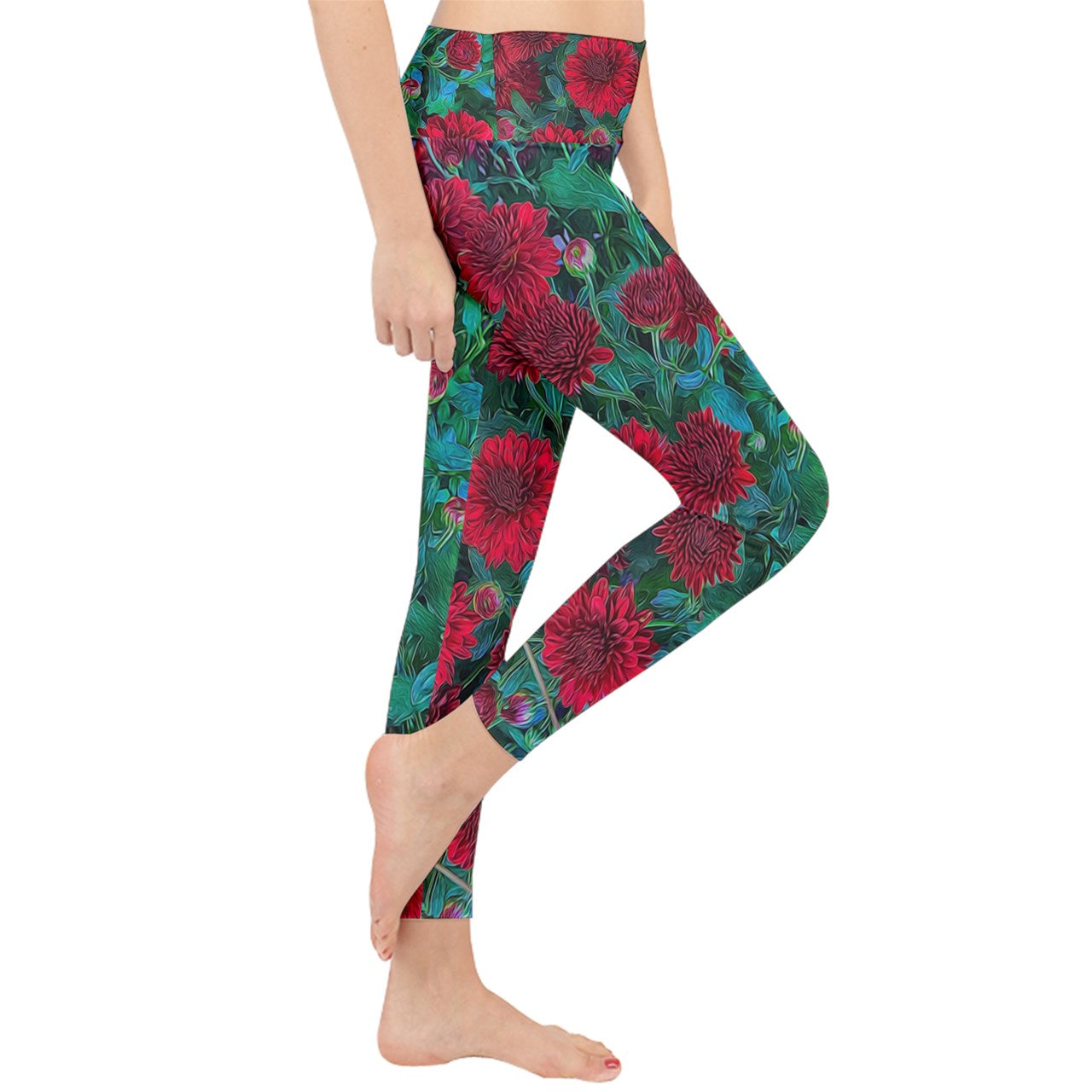 Red Mums Lightweight Velour Classic Yoga Leggings