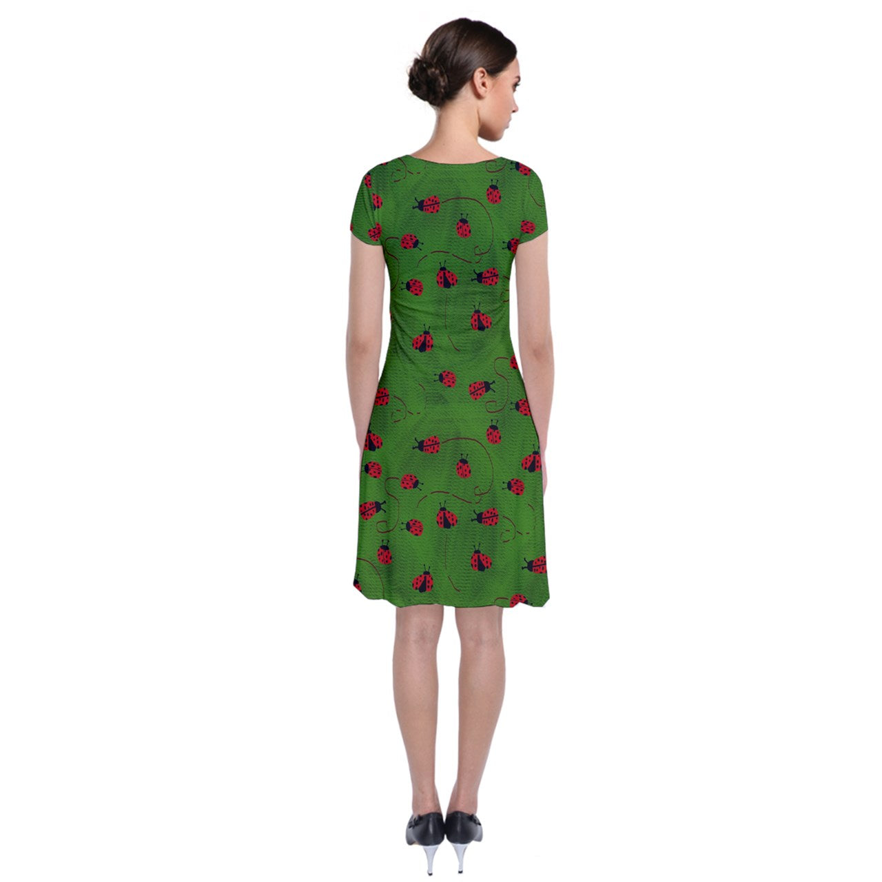 Ladybugs  Short Sleeve Front Wrap Dress