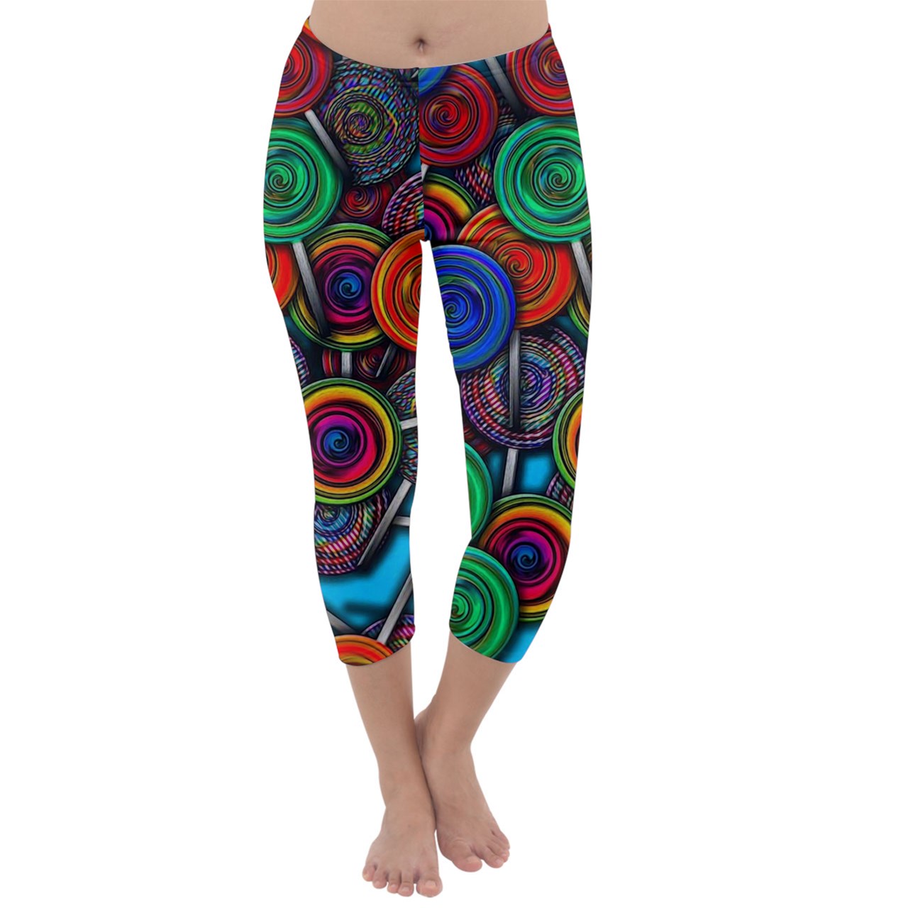 Colorful lolipops Capri Winter Leggings