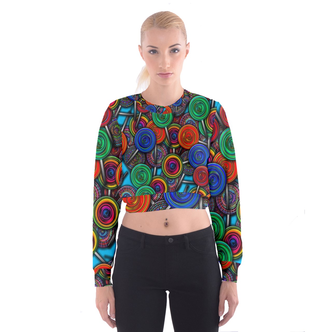 Colorful lolipops Cropped Sweatshirt