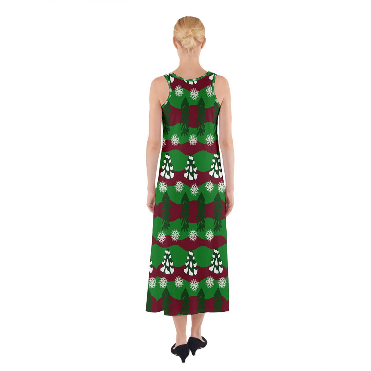 snowy evergreen pattern Sleeveless Maxi Dress