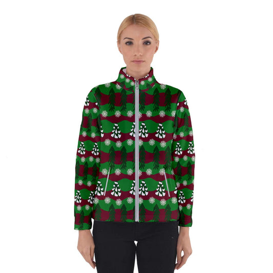 snowy evergreen pattern Winter Jacket