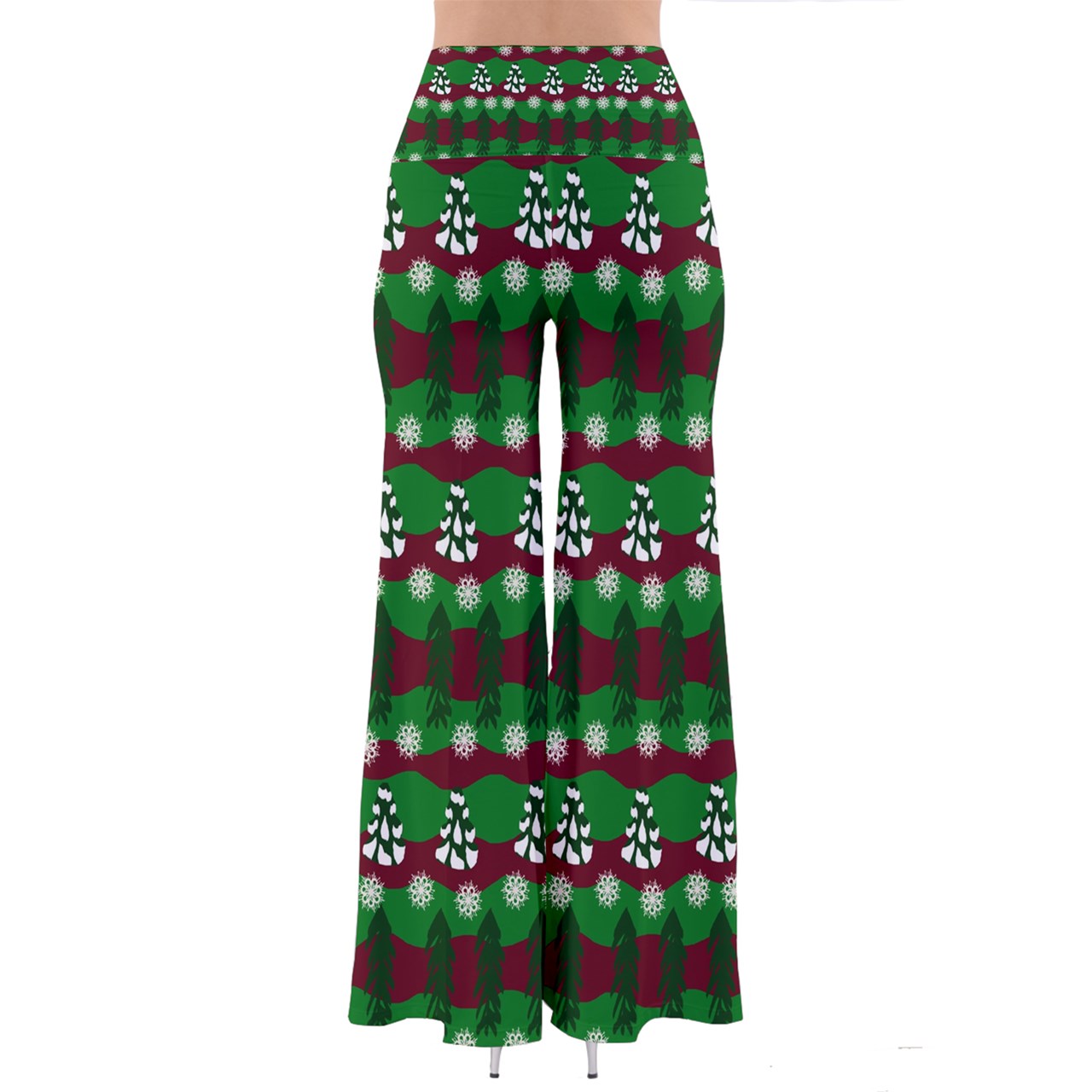 snowy evergreen pattern So Vintage Palazzo Pants
