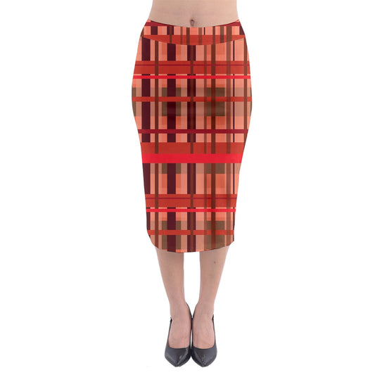 Fall Plaid Midi Pencil Skirt