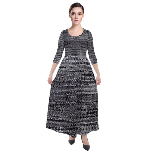 Chainmaille Quarter Sleeve Maxi Velour Dress