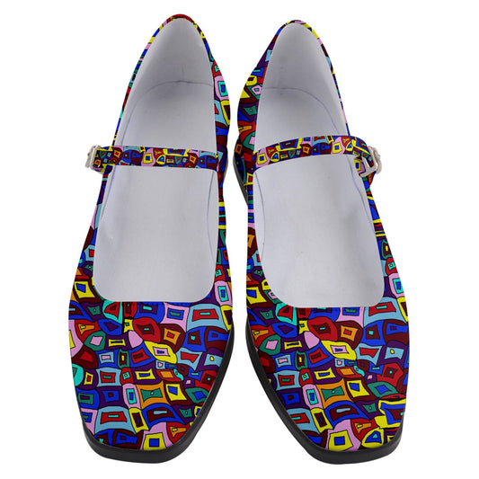 Wavy Square Pattern Women's Mary Jane Shoes