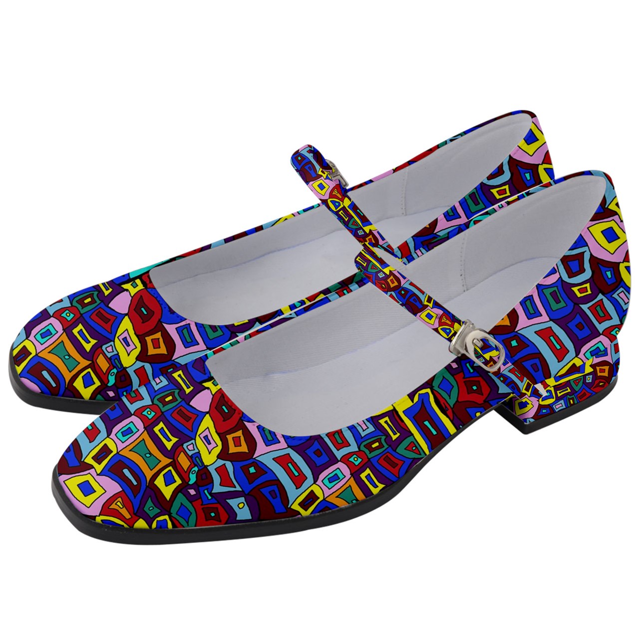 Wavy Square Pattern Women's Mary Jane Shoes