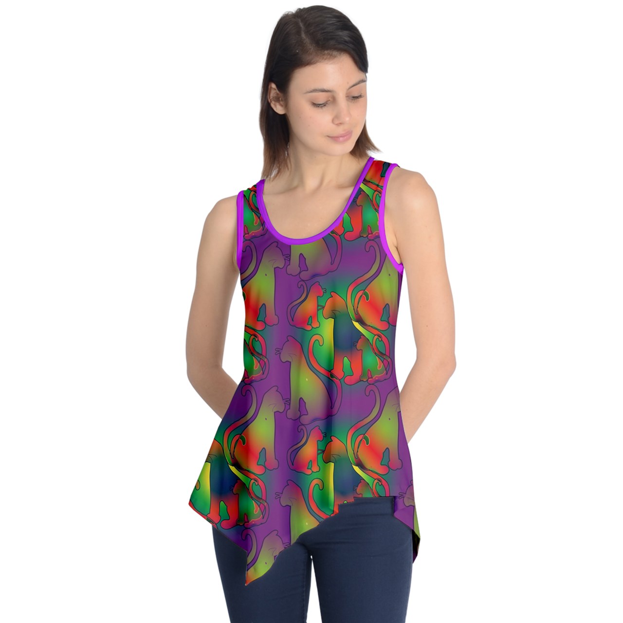 Abstract Cats Sleeveless Tunic