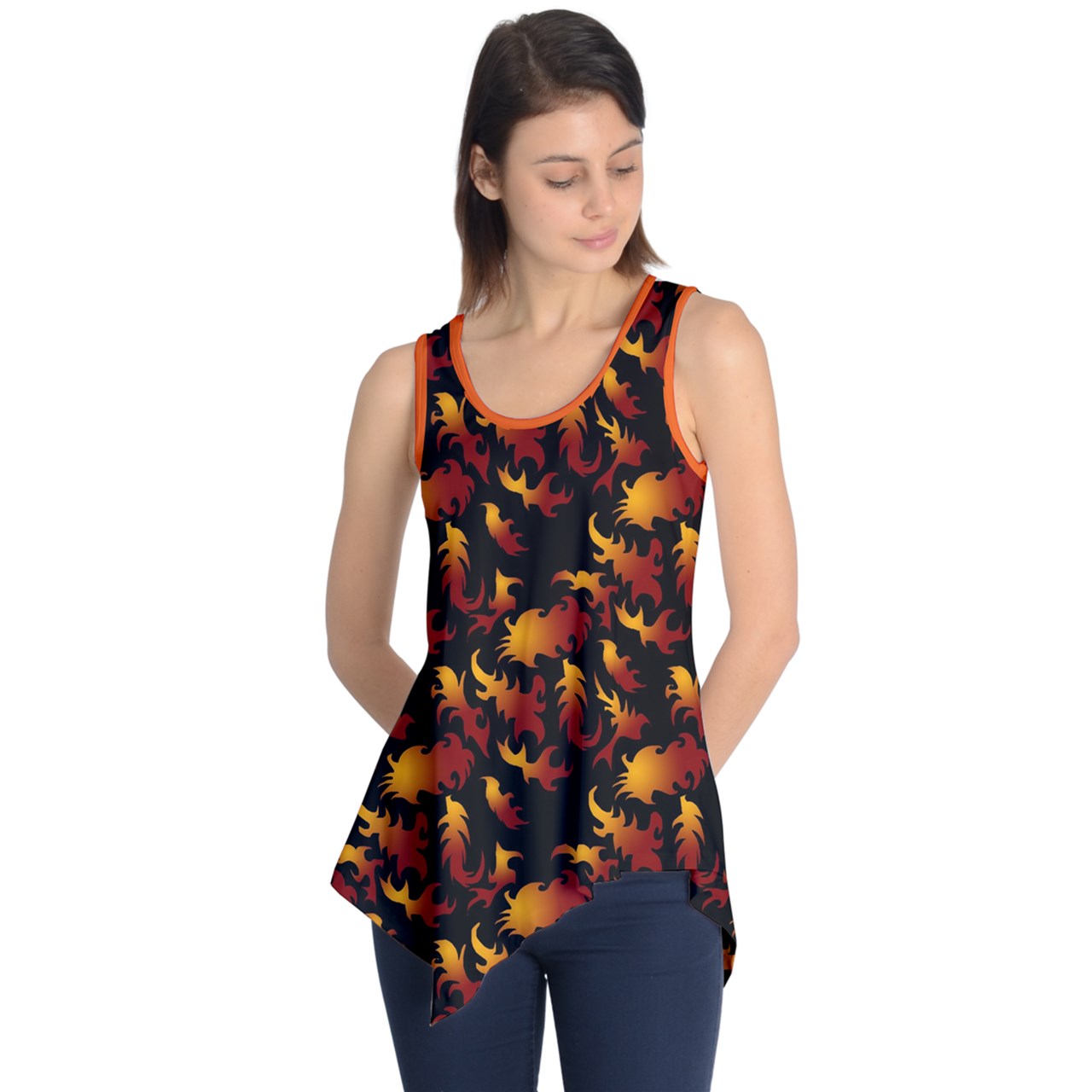 Abstract Flames Pattern Sleeveless Tunic