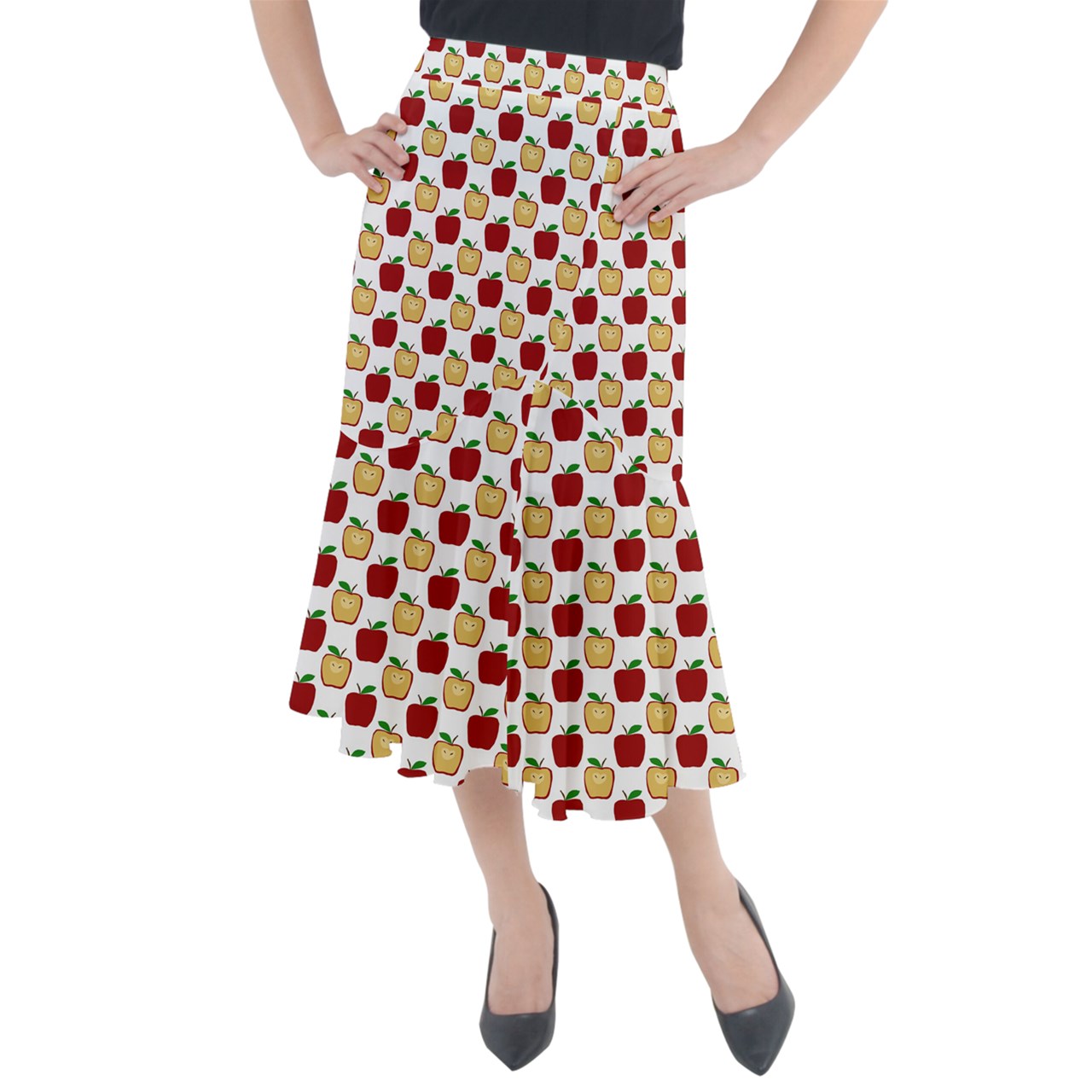 Apple Polkadots Midi Mermaid Skirt