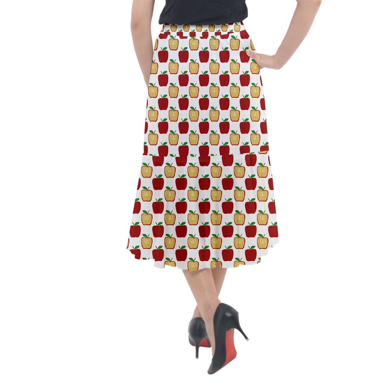 Apple Polkadots Midi Mermaid Skirt