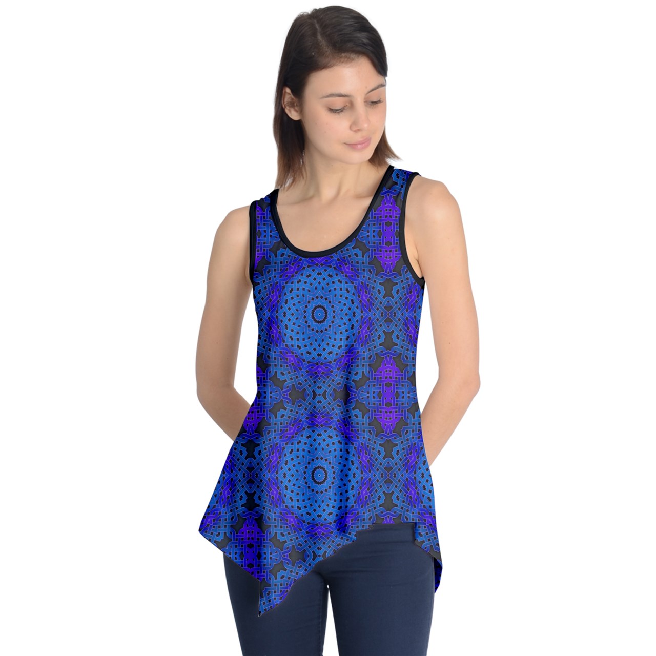 Blue Celtic Knot Kaleidoscope Sleeveless Tunic