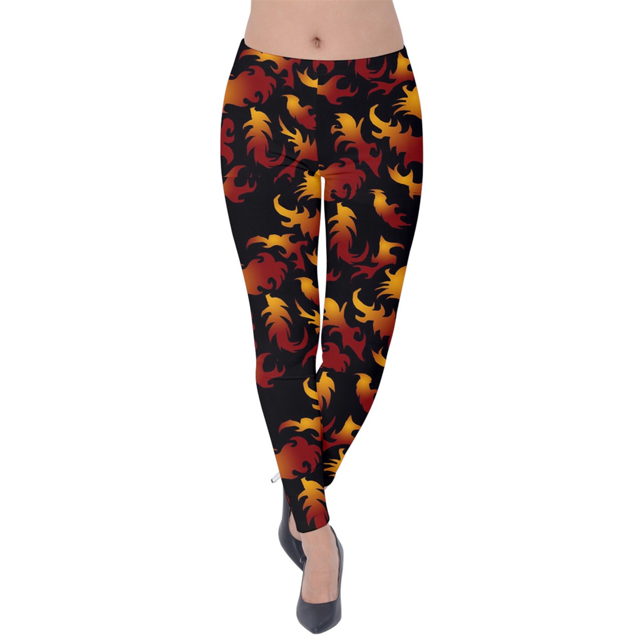 Abstract Flames Pattern Velvet Leggings