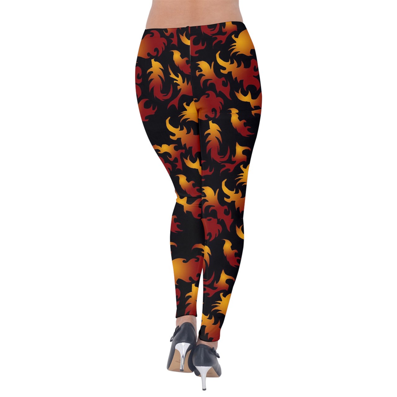 Abstract Flames Pattern Velvet Leggings