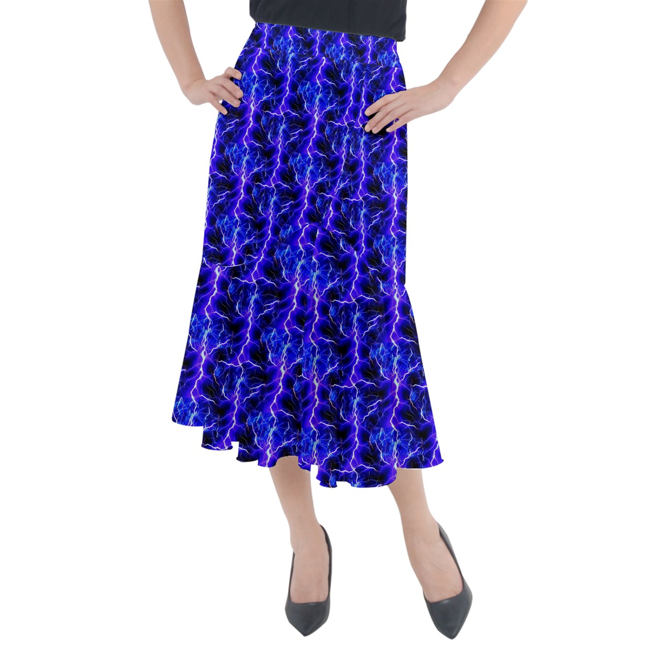 Blue Lightning Midi Mermaid Skirt