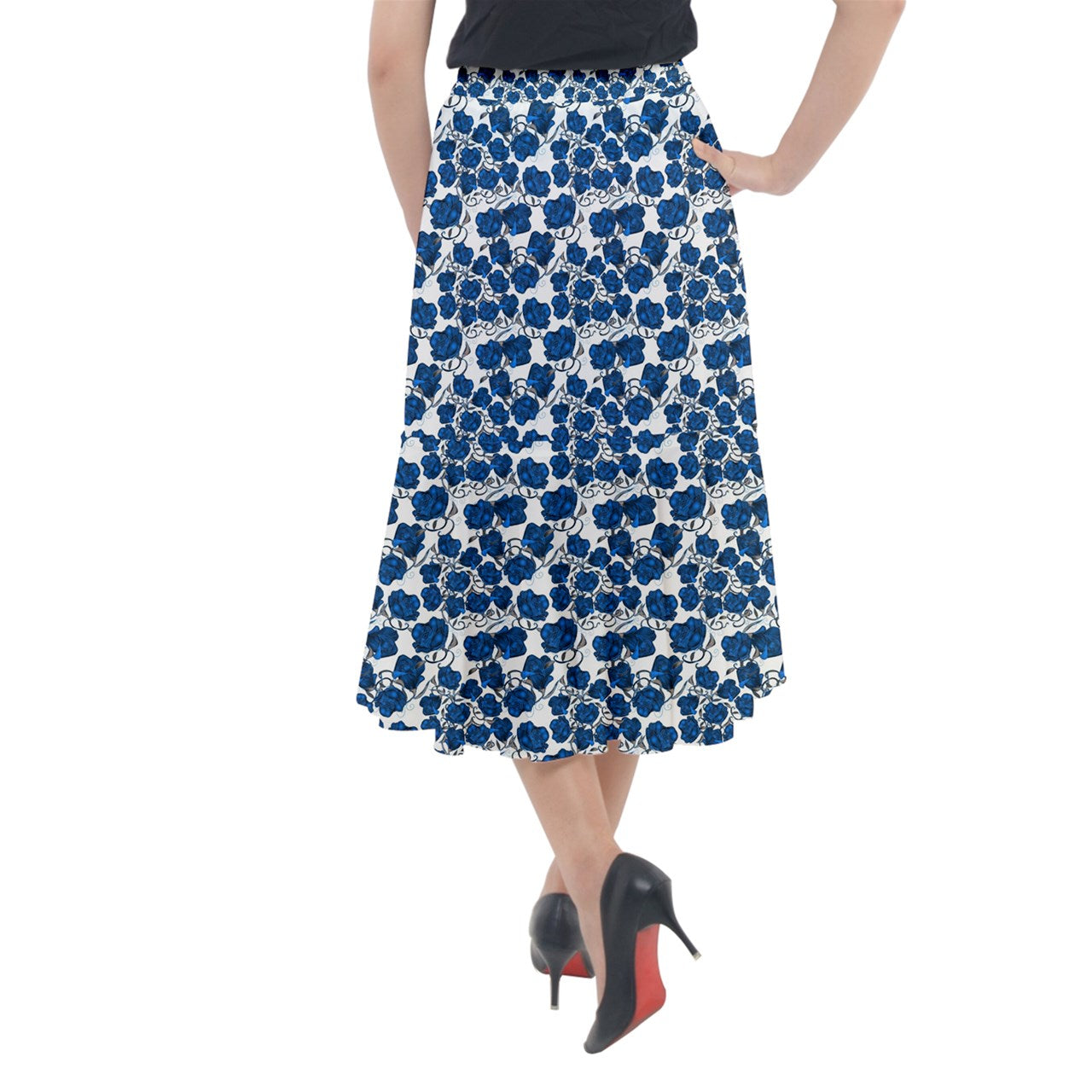 Blue Roses Midi Mermaid Skirt