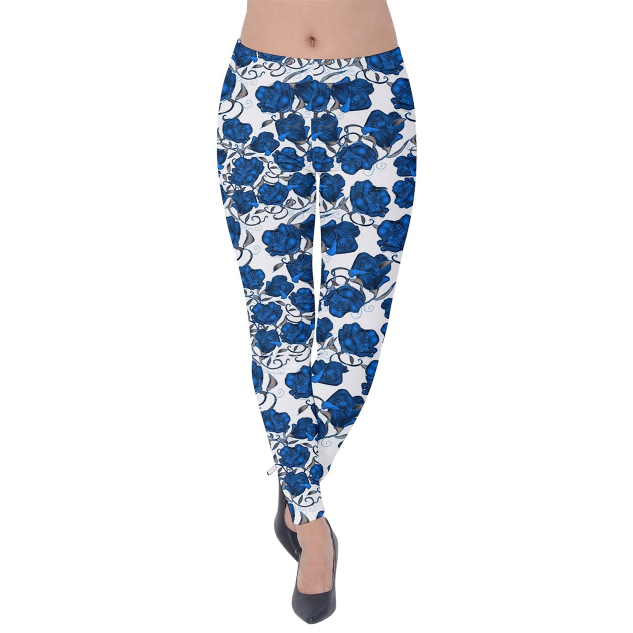 Blue Roses Velvet Leggings