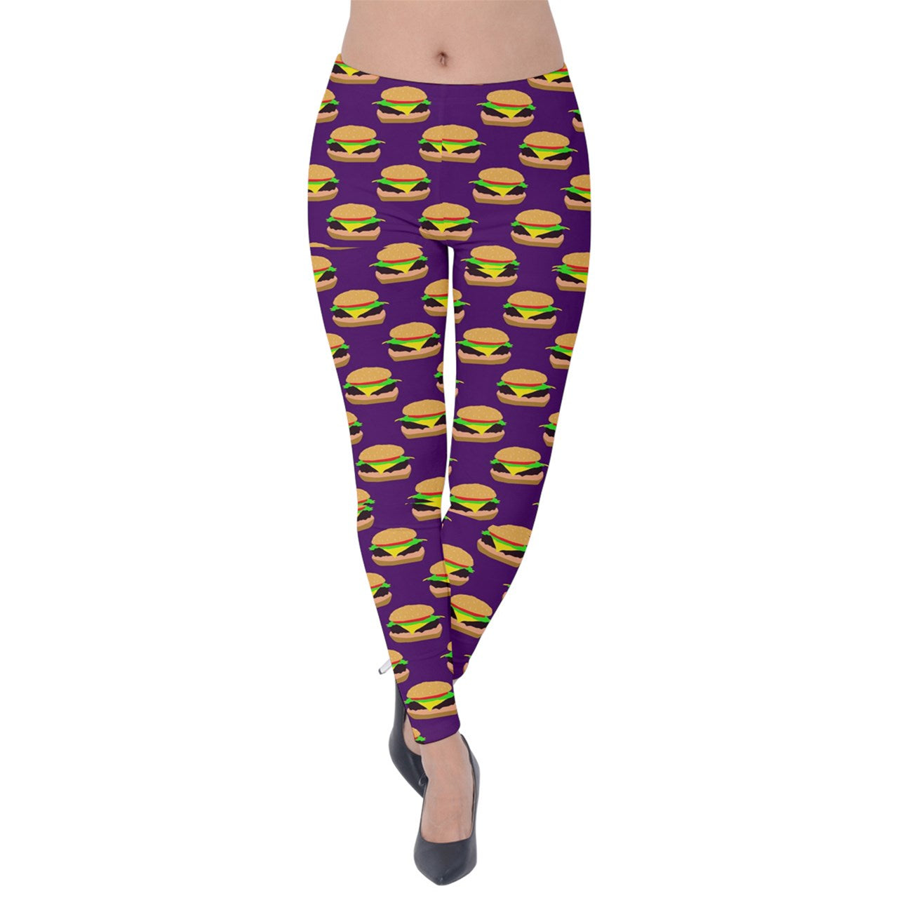 Burger Pattern Velvet Leggings