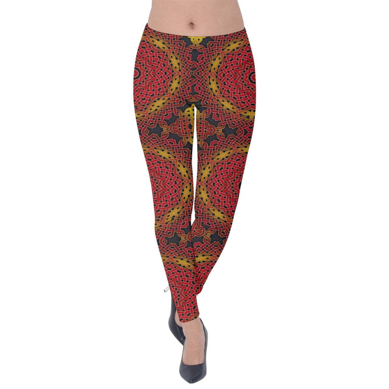 Celtic Orange Spiral Velvet Leggings