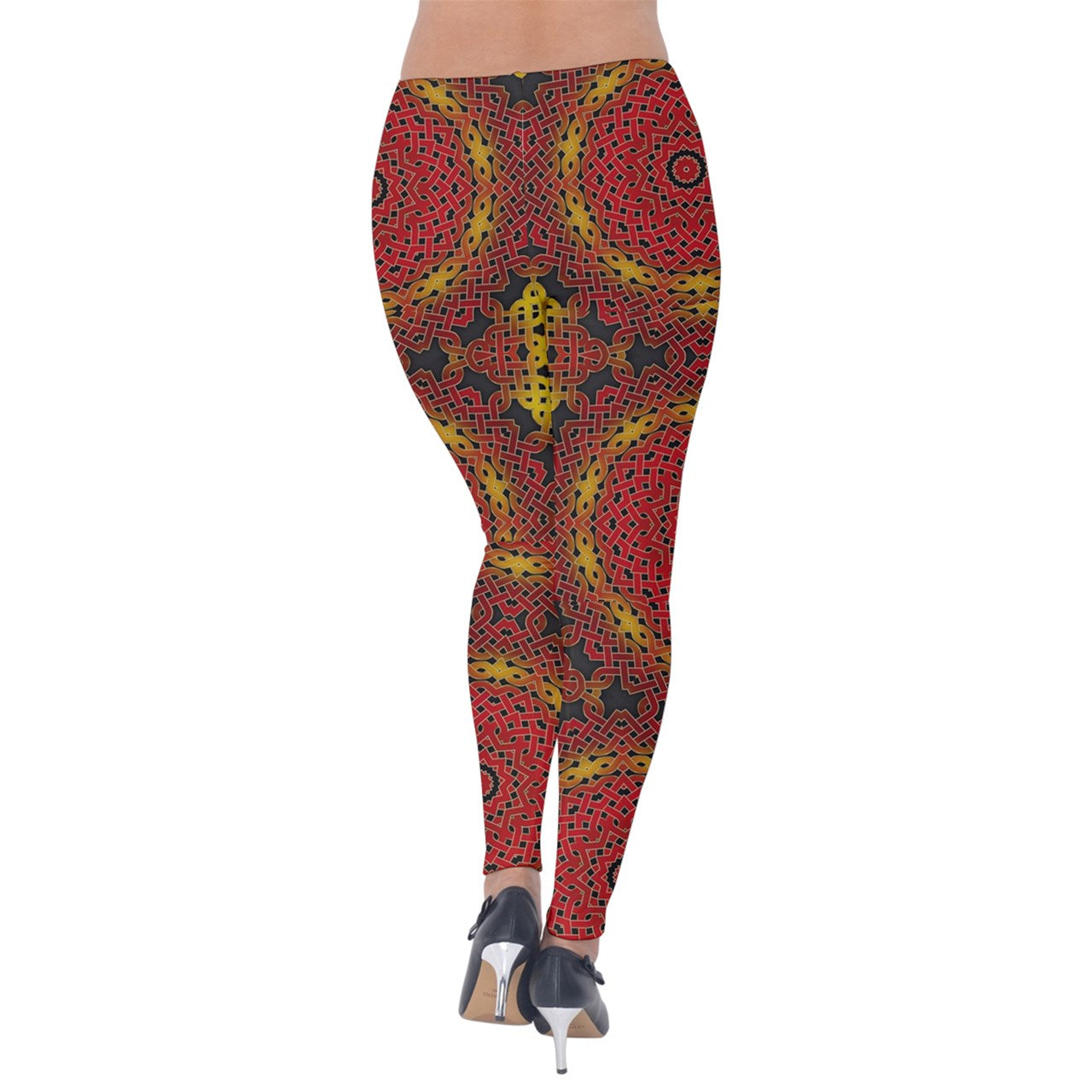 Celtic Orange Spiral Velvet Leggings