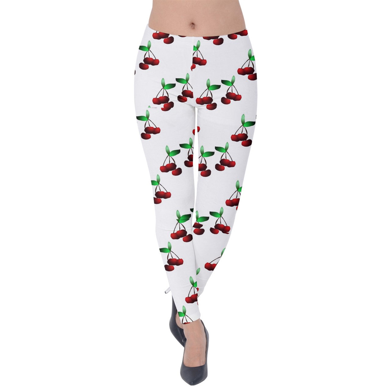 Cherries Pattern Velvet Leggings