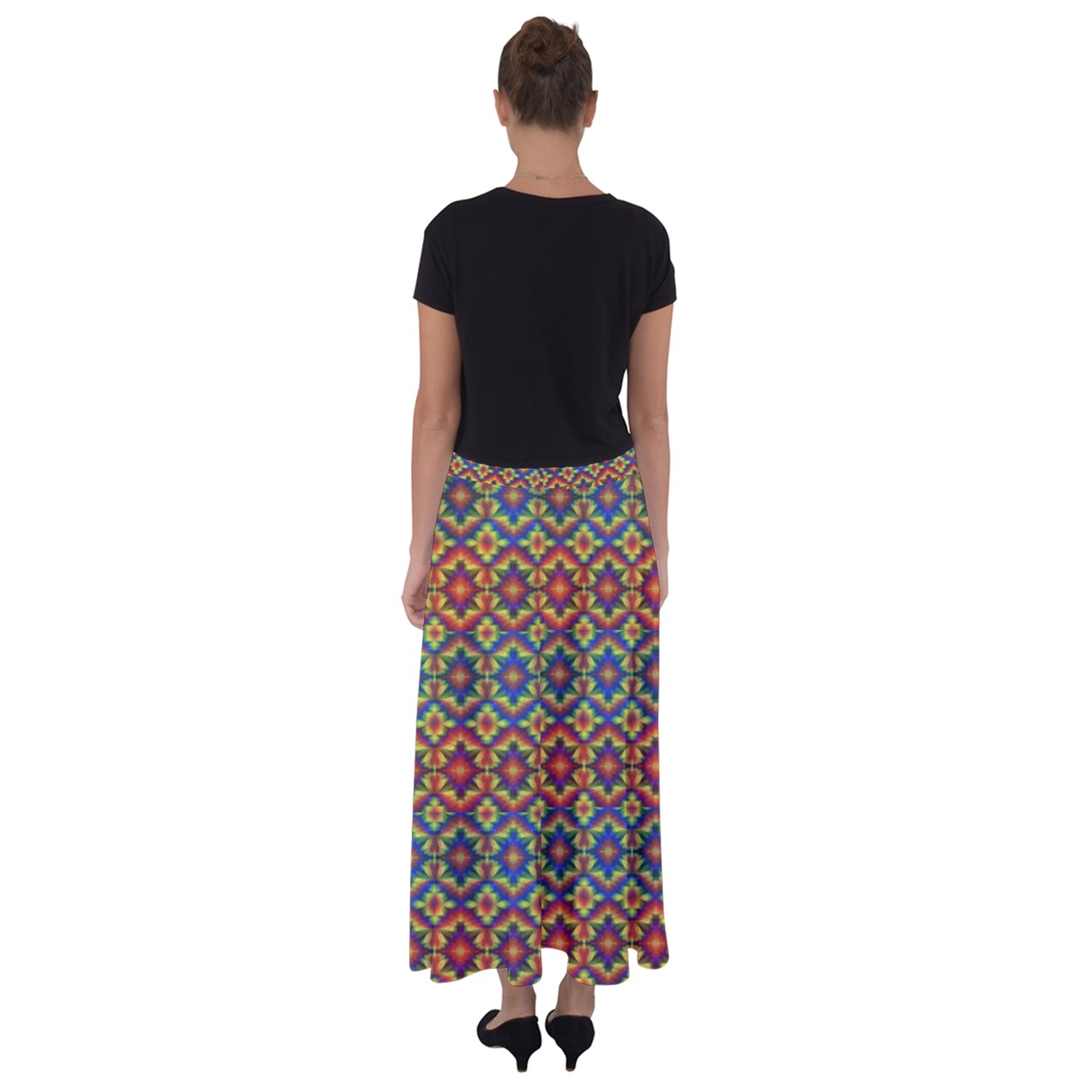 Carnival Kaleidoscope Flared Maxi Skirt