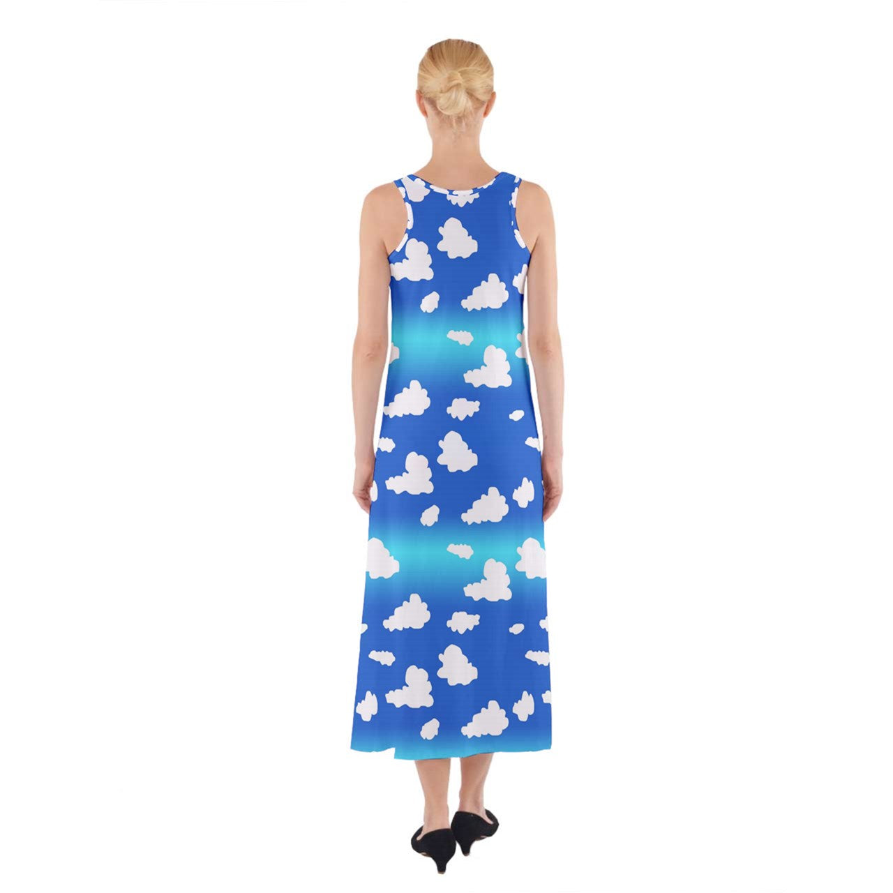 Clouds Pattern Sleeveless Maxi Dress