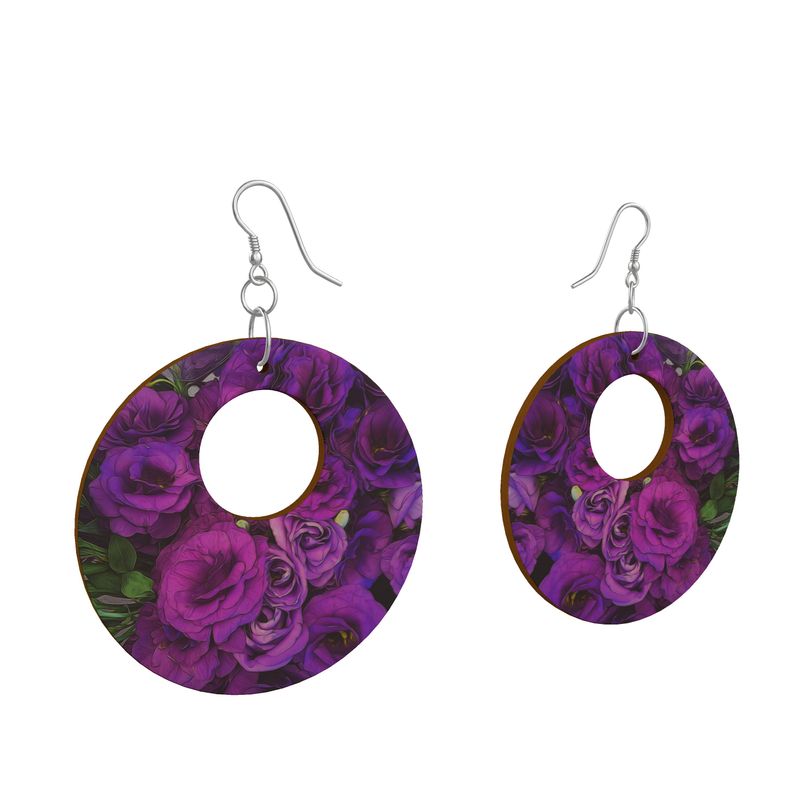 Purple Lisianthus Flowers Earrings