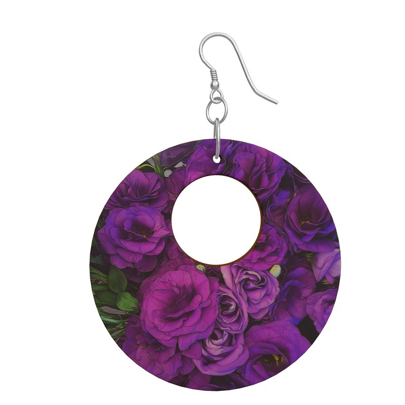 Purple Lisianthus Flowers Earrings