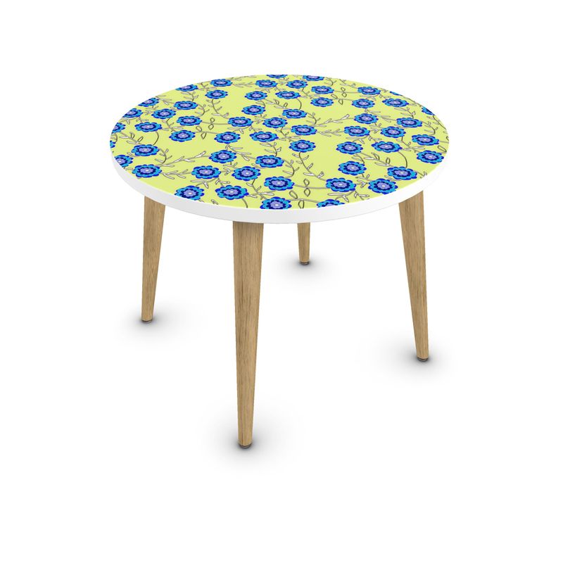 Blue Flowers On Yellow Coffee Table