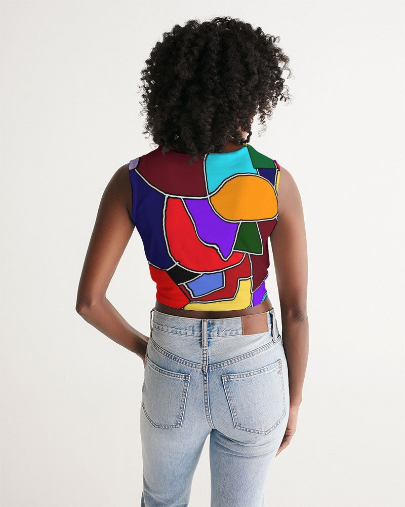 Crazy Color Abstract Women's Twist-Front Tank