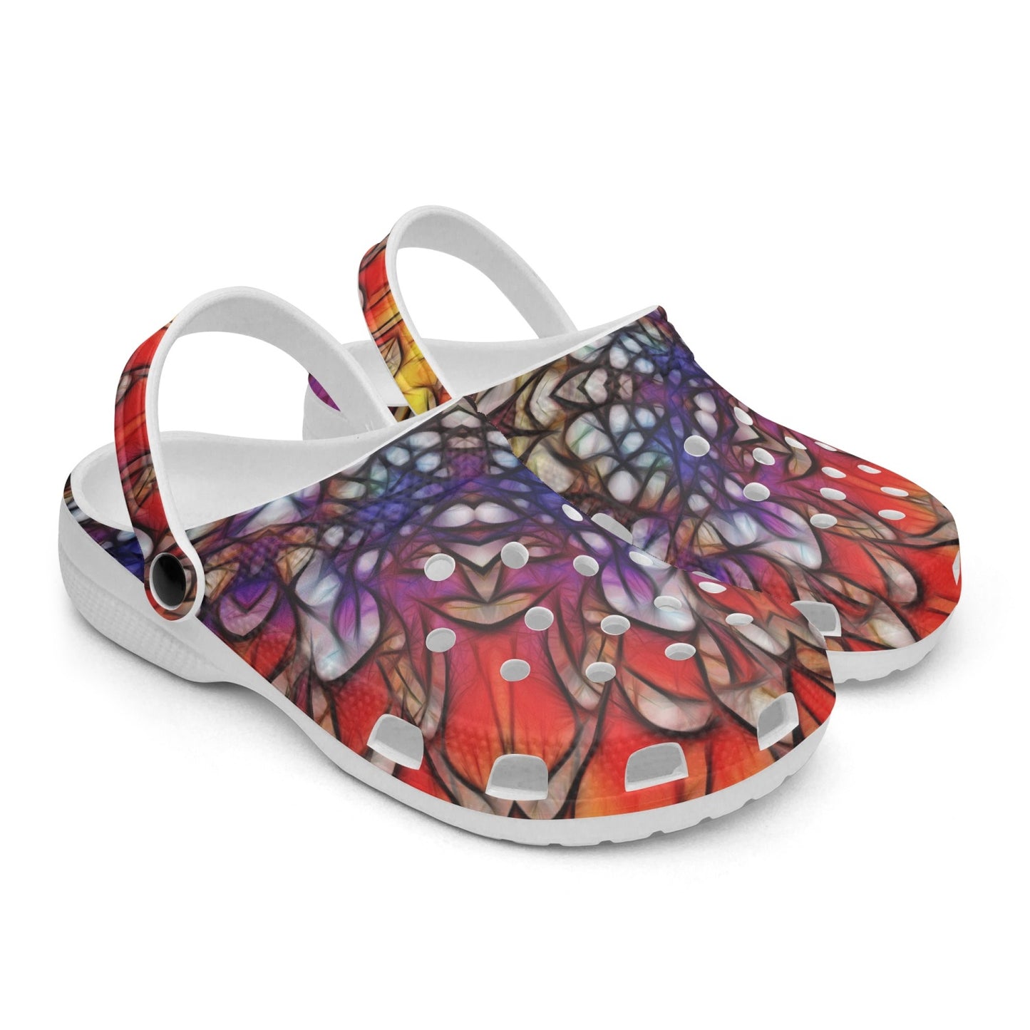 Rainbow Flower Petals Kaleidoscope 413. All Over Printed Clogs