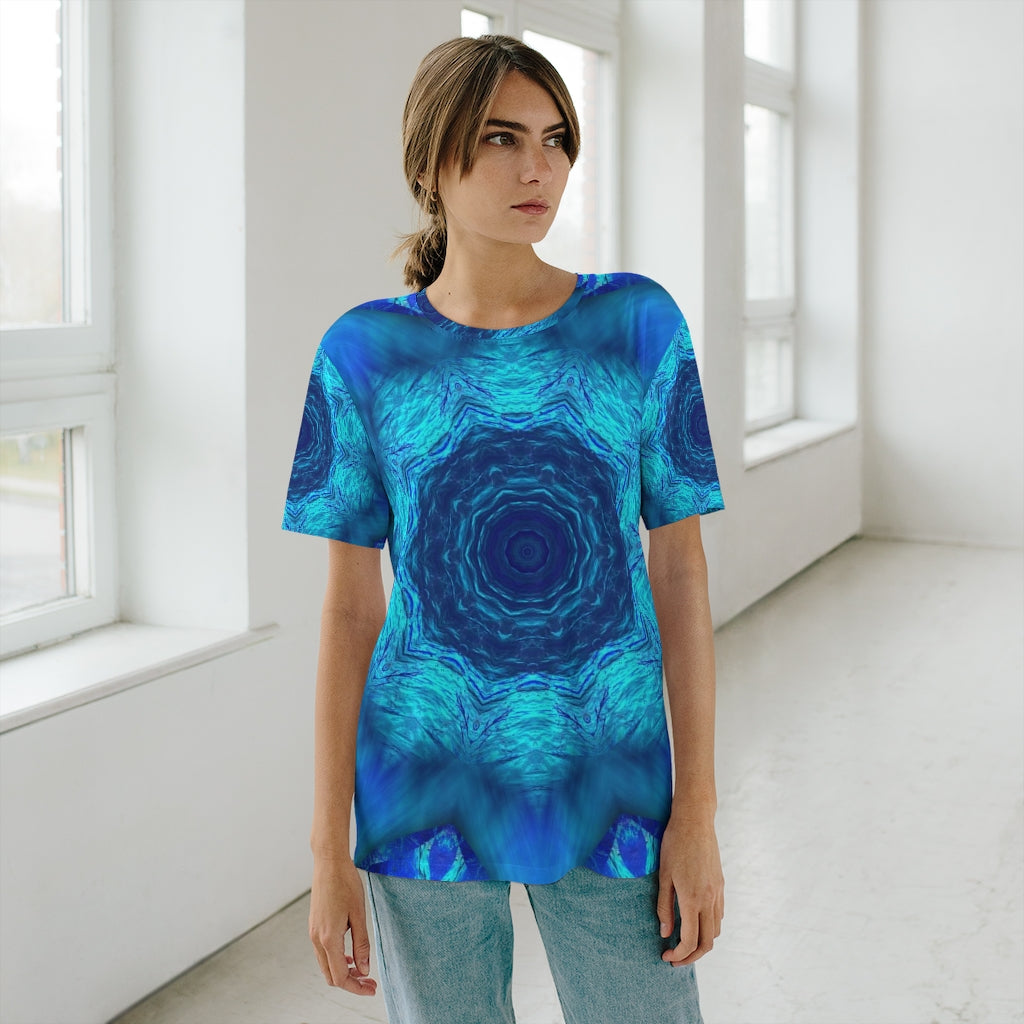 Blue Water Kaleidoscope Unisex AOP Cut & Sew T-Shirt