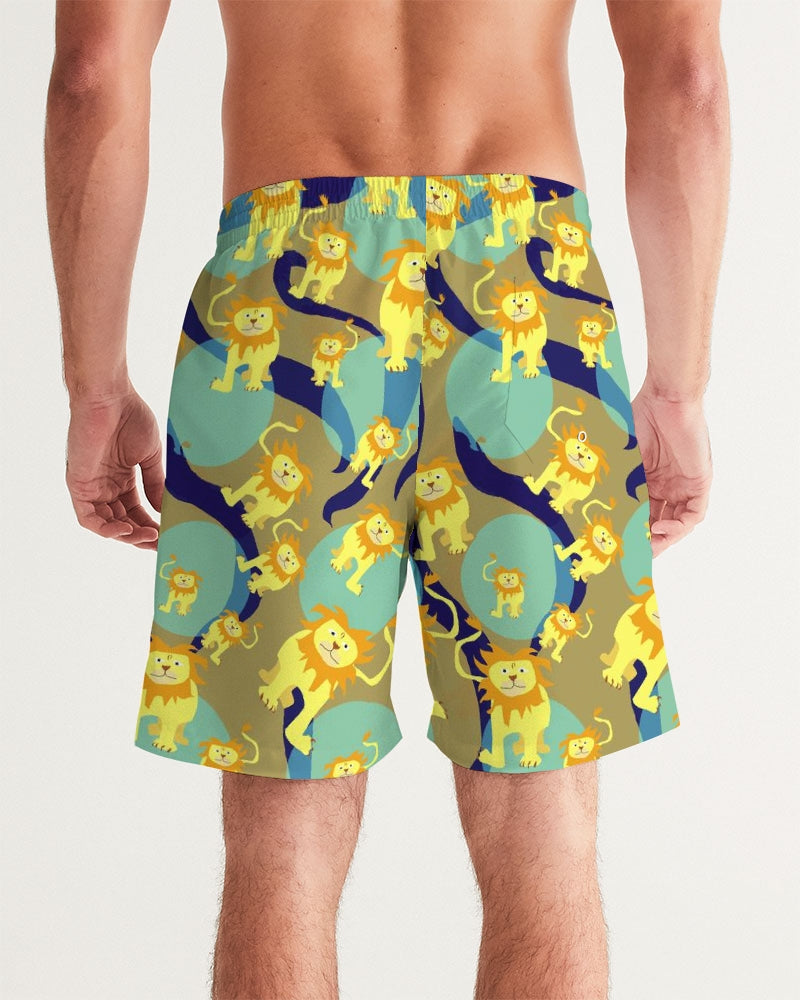 Lion Pattern Men's Swim Trunk