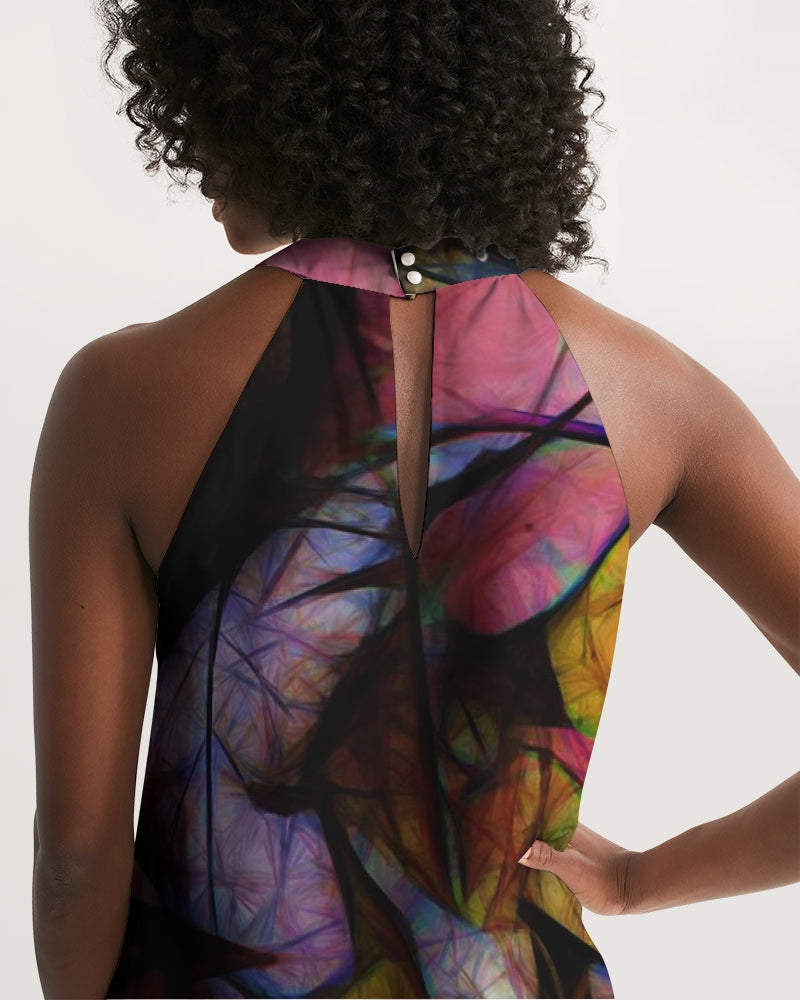 Fall Leaves Abstract Women's Halter Dress