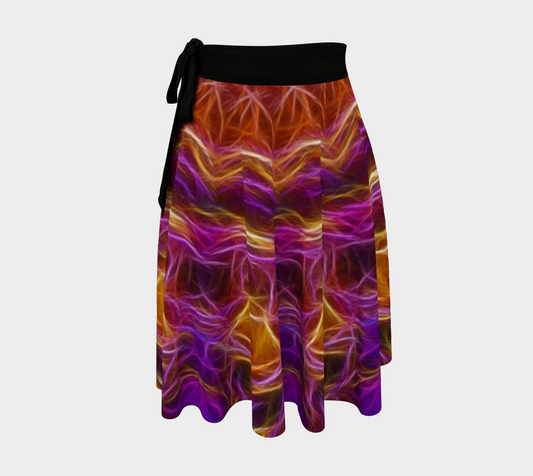 Purple Orange Abstract Wrap Skirt