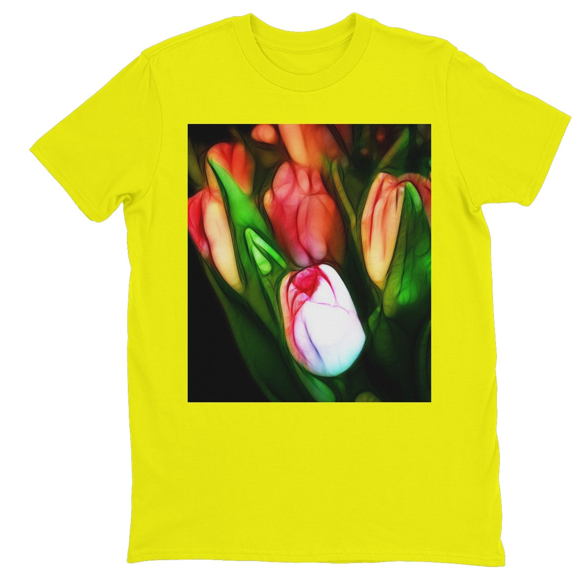 Pink Tulips Unisex Neon T-Shirt