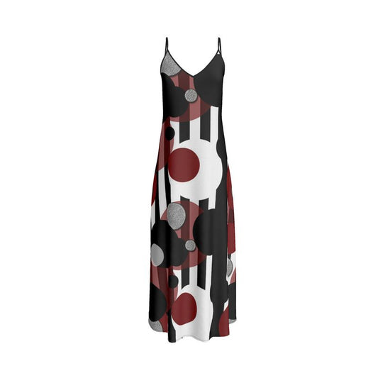 Black White Red Stripes Dot Slip Dress