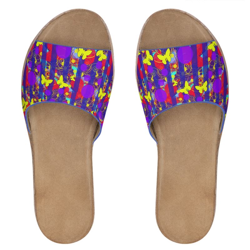 Happy Spring Pattern Leather Sliders