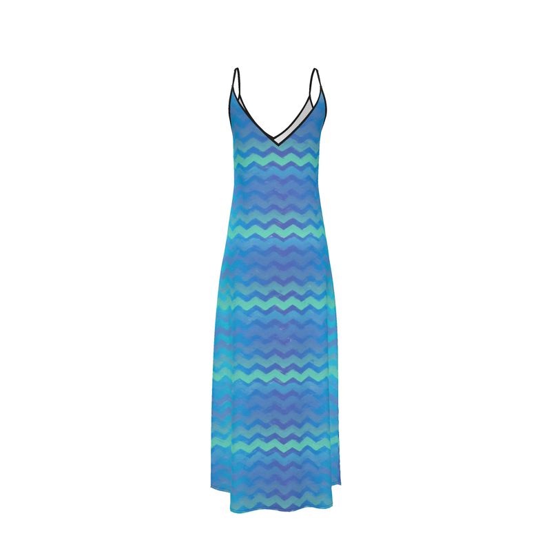 Blue Green Mermaid Stripes Slip Dress