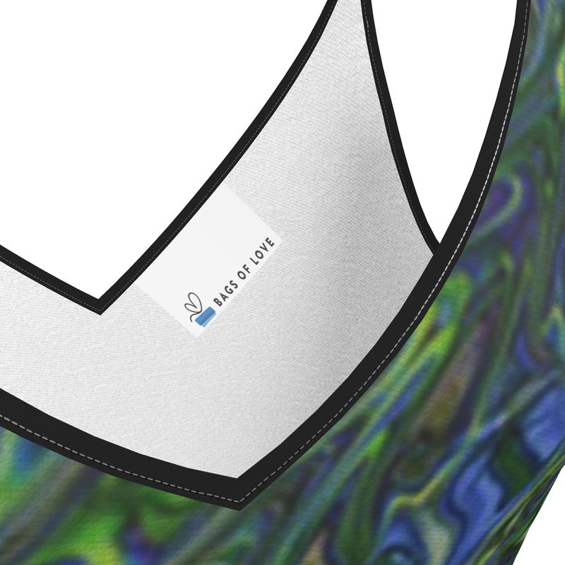 Blue and Green Liquid Marbling Slip Dress