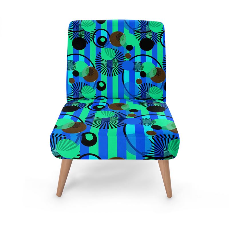 Blue Green Stripes and Dots Occasional Chair