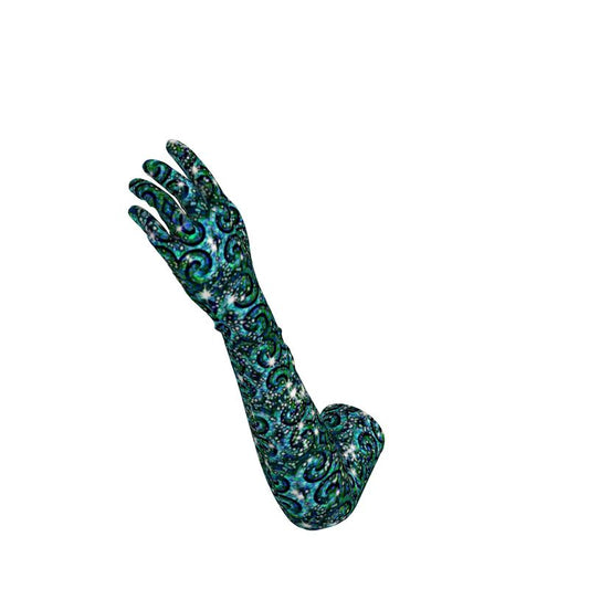 Blue Ice Sparkle Swirl Long Gloves
