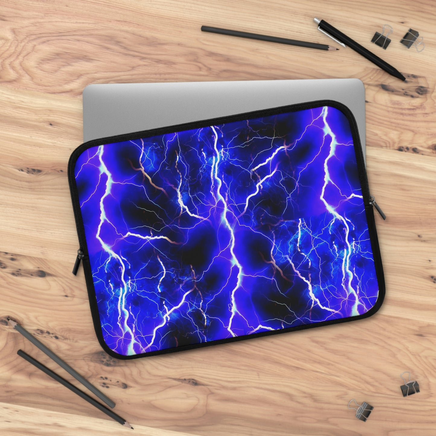 Blue Lightning Pattern Laptop Sleeve