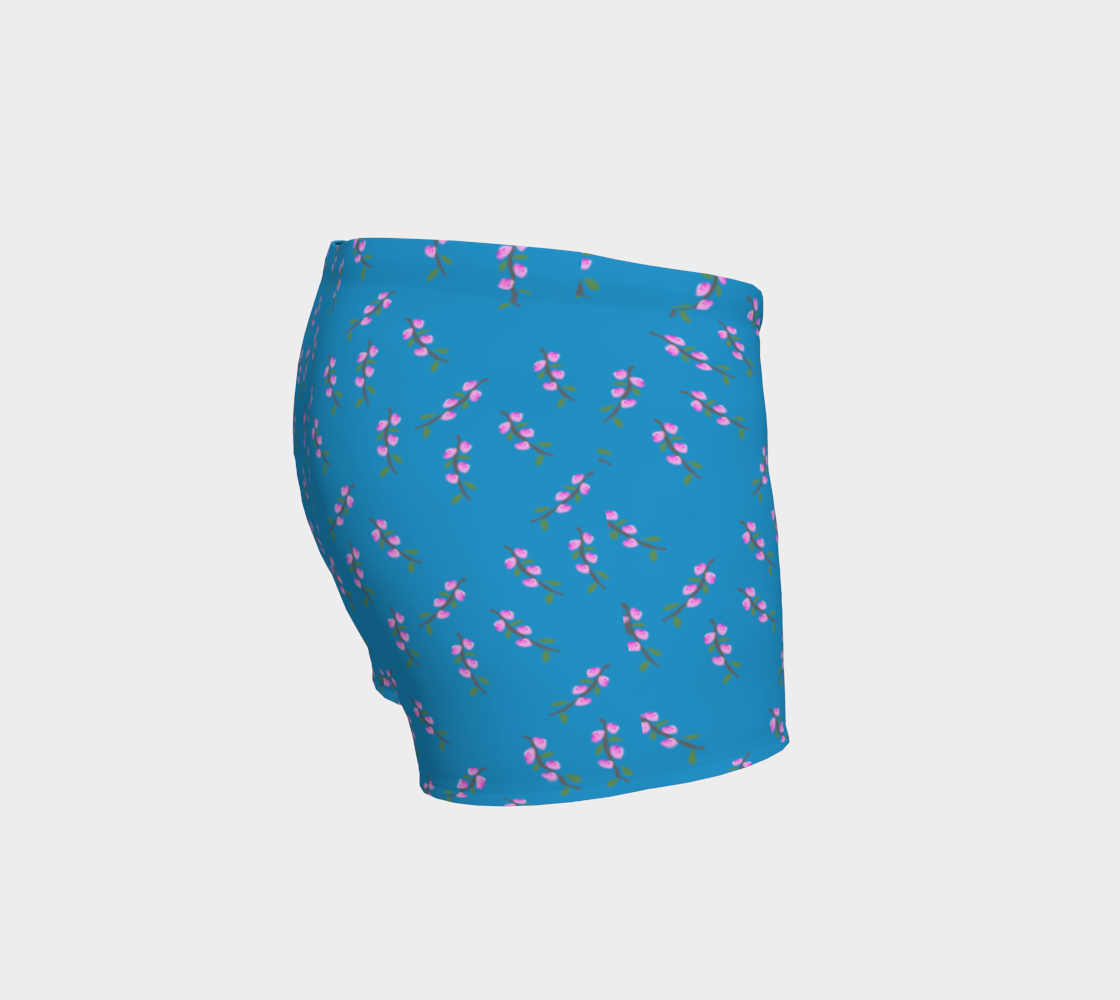 Pin k Flower Branches on Blue Shorts