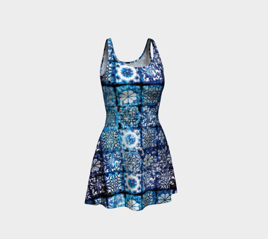 Blue Ice Crystals Flare Dress