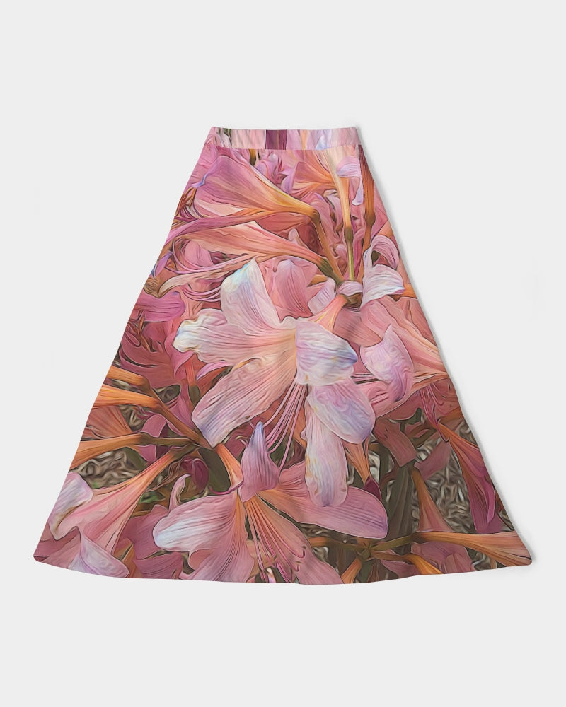 Pink Amaryllis Women's A-Line Midi Skirt