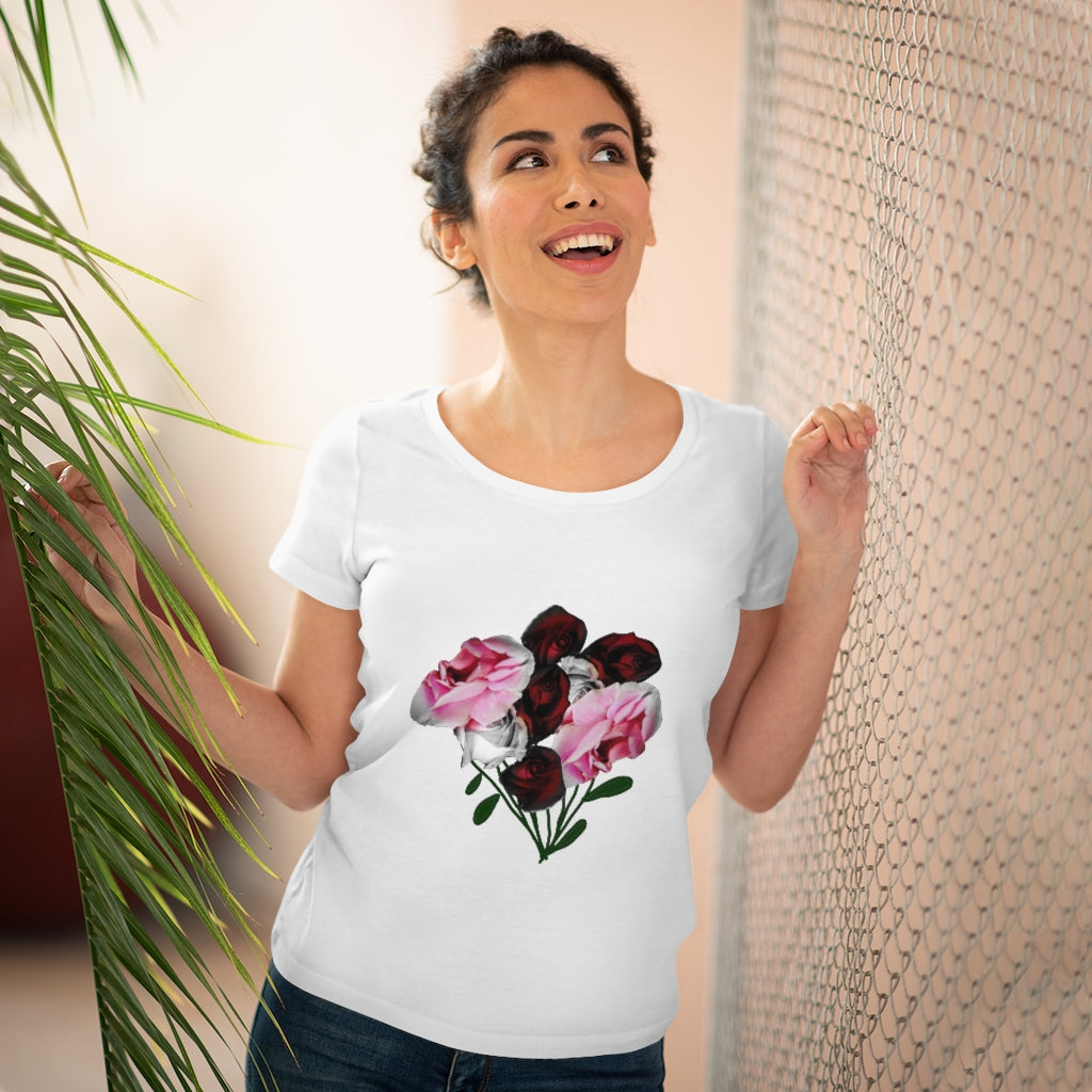 Pink and Red Roses Organic Women's Lover T-shirt
