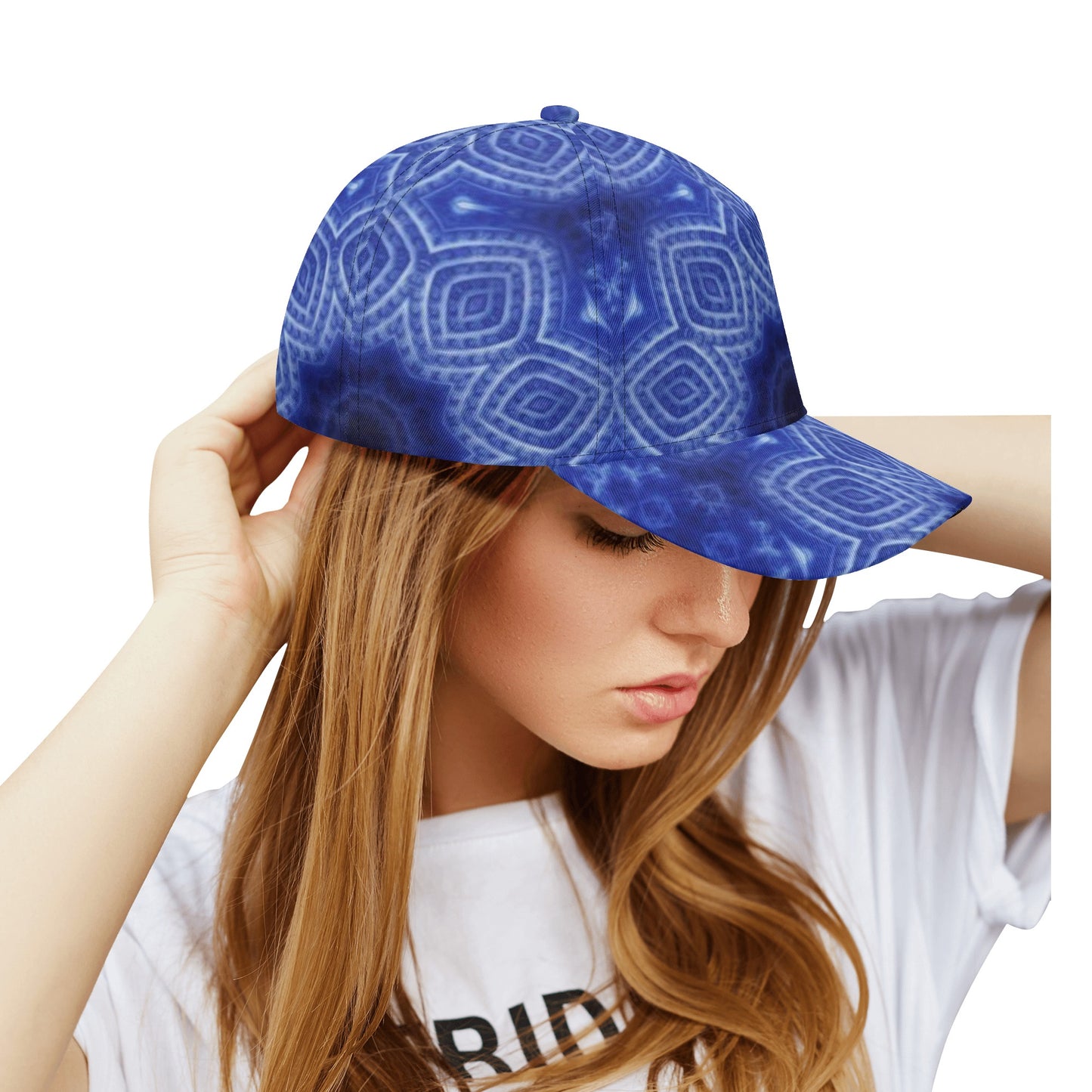 Blue and White Kaleidoscope All Over Printing Baseball Caps