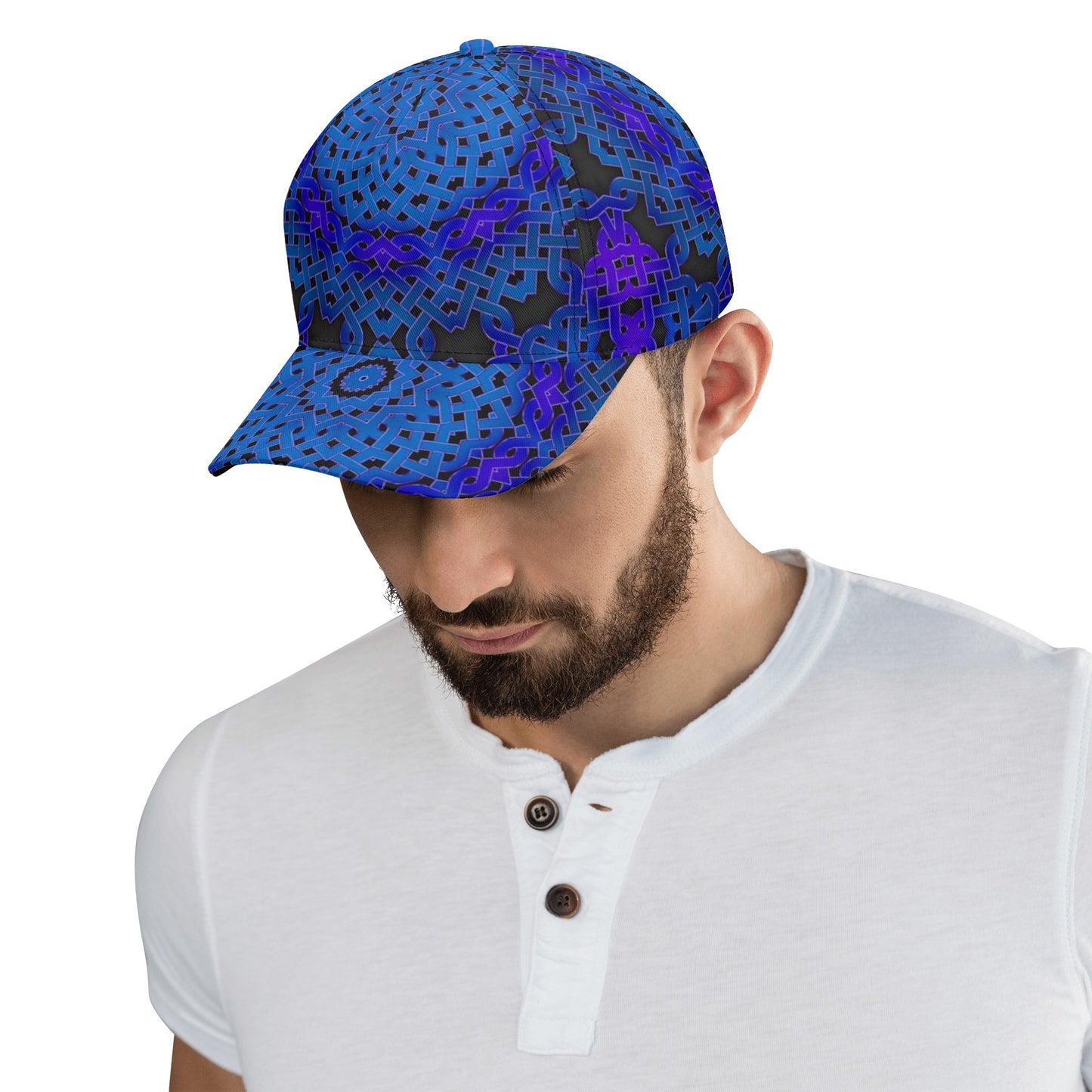 Blue Celtic Knot Kaleidoscope All Over Printing Baseball Caps